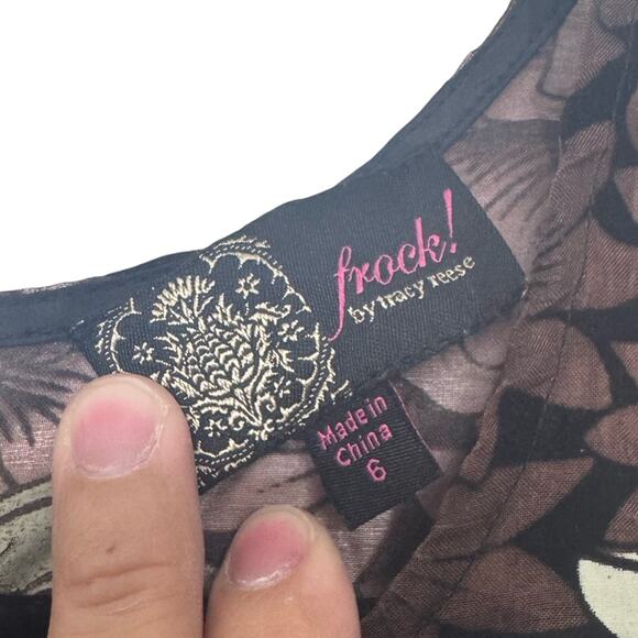 Anthropologie Frock by Tracey Reece Silk Chrysanthemum Tea Dress Size 6 Floral - Picture 5 of 10